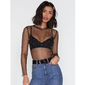 Pearls Rule Mesh Bodysuit
